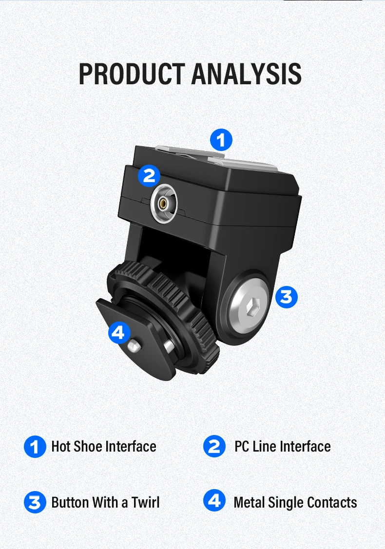 C-N2 Hot Shoe Converter Adapter PC Sync Port Kit For Godox IM20/IM30 Nikon Flash