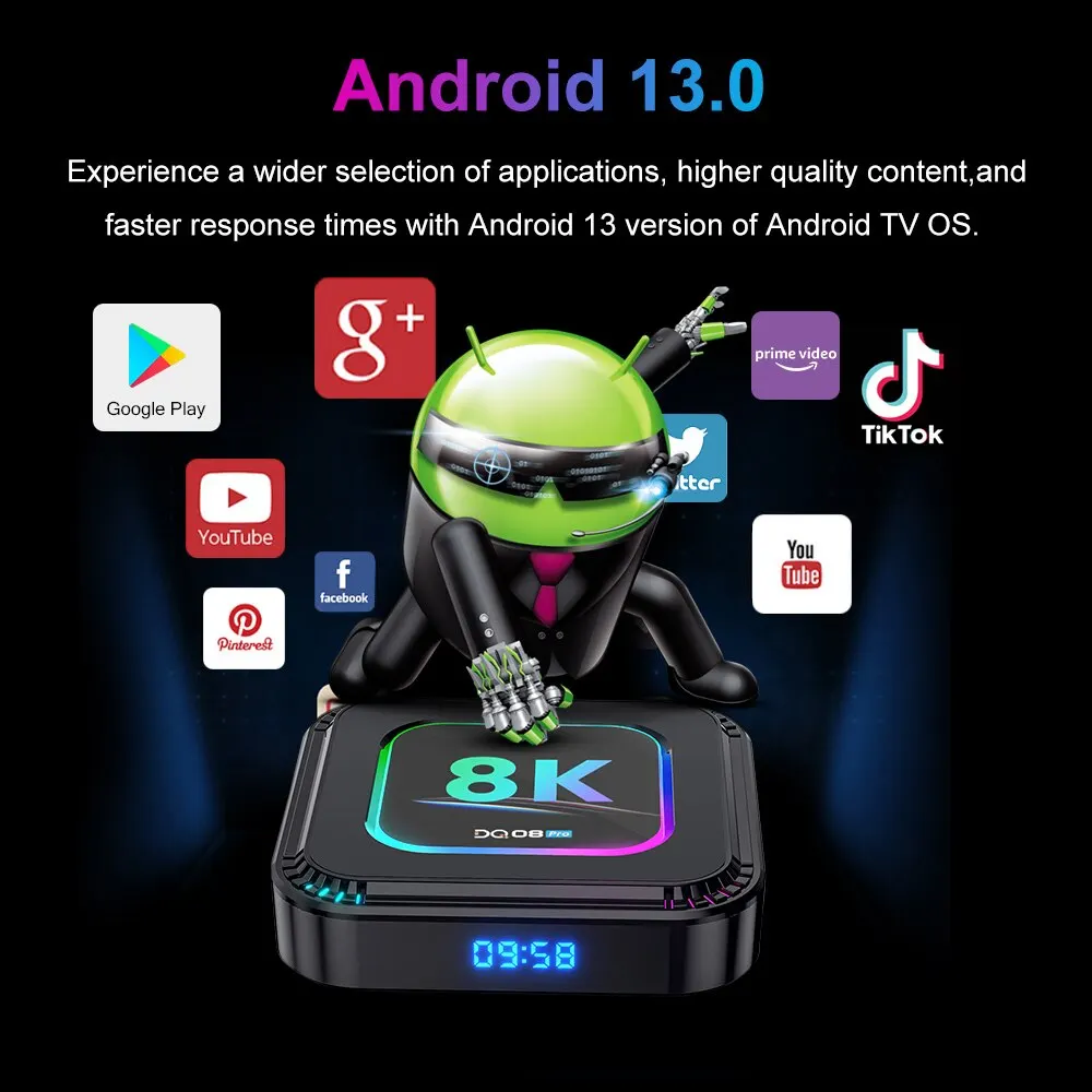 VONTAR DQ08 Pro 4GB 128GB RK3528 RGB Smart TV Box Android 13 Quad