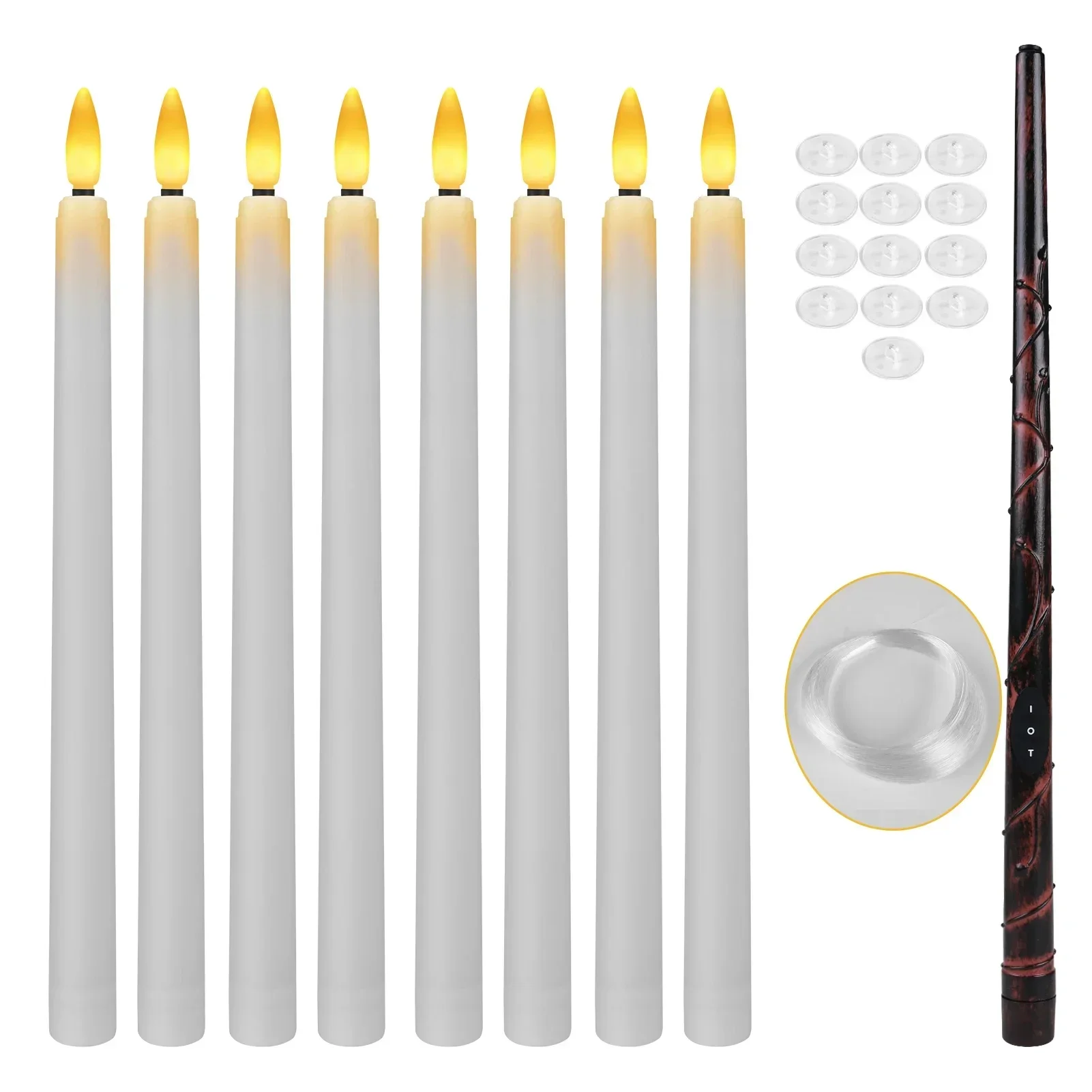 Enchanting LED Flameless Flickering Warm Light Floating Candles with Magic Wand