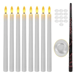 Enchanting LED Flameless Flickering Warm Light Floating Candles with Magic Wand (Set of 8)