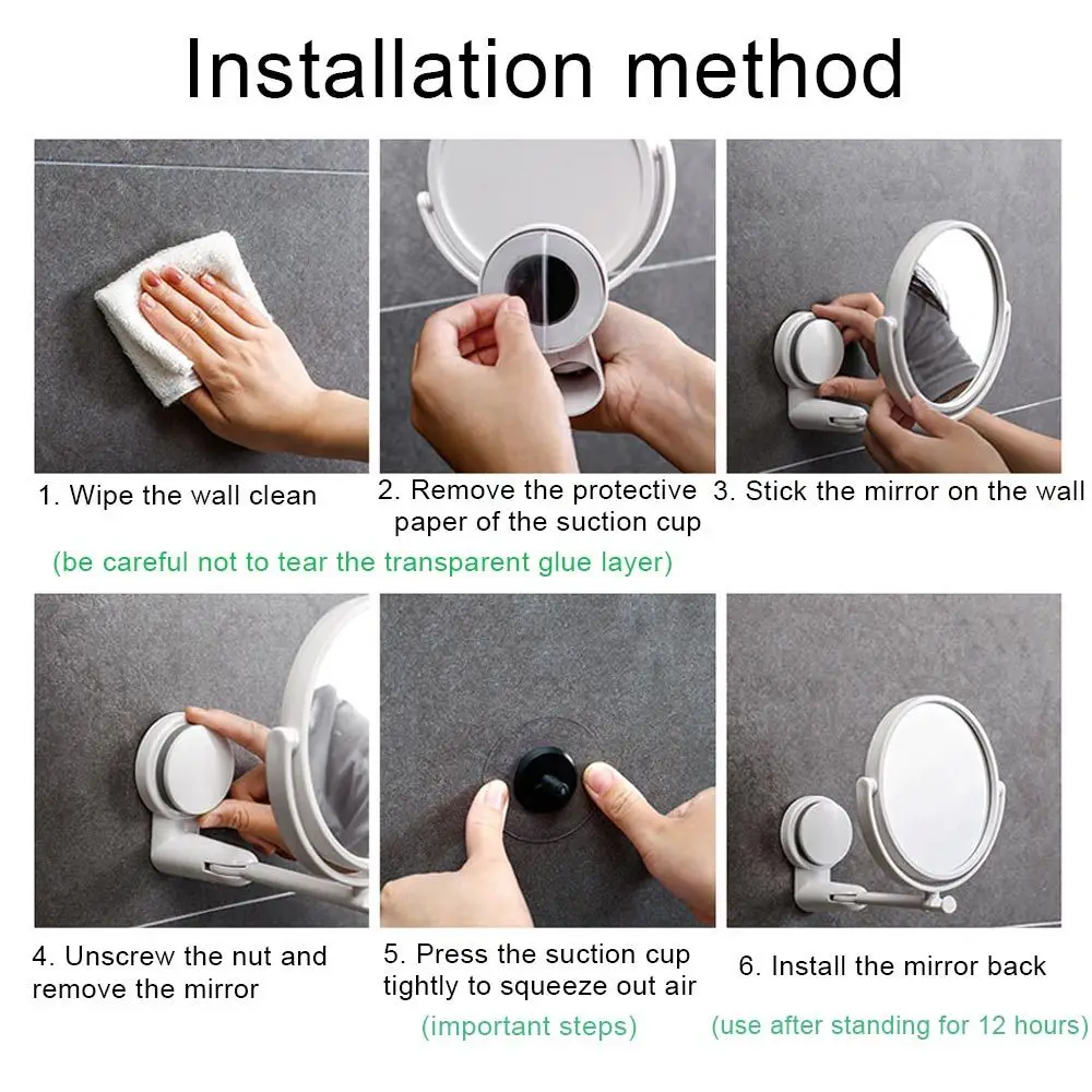 Plastic Self Adhesive Wall Hang Round Vacuum Suction Folding Makeup Supplies Vanity Mirror Shave Mirrors Bath Mirrors 5