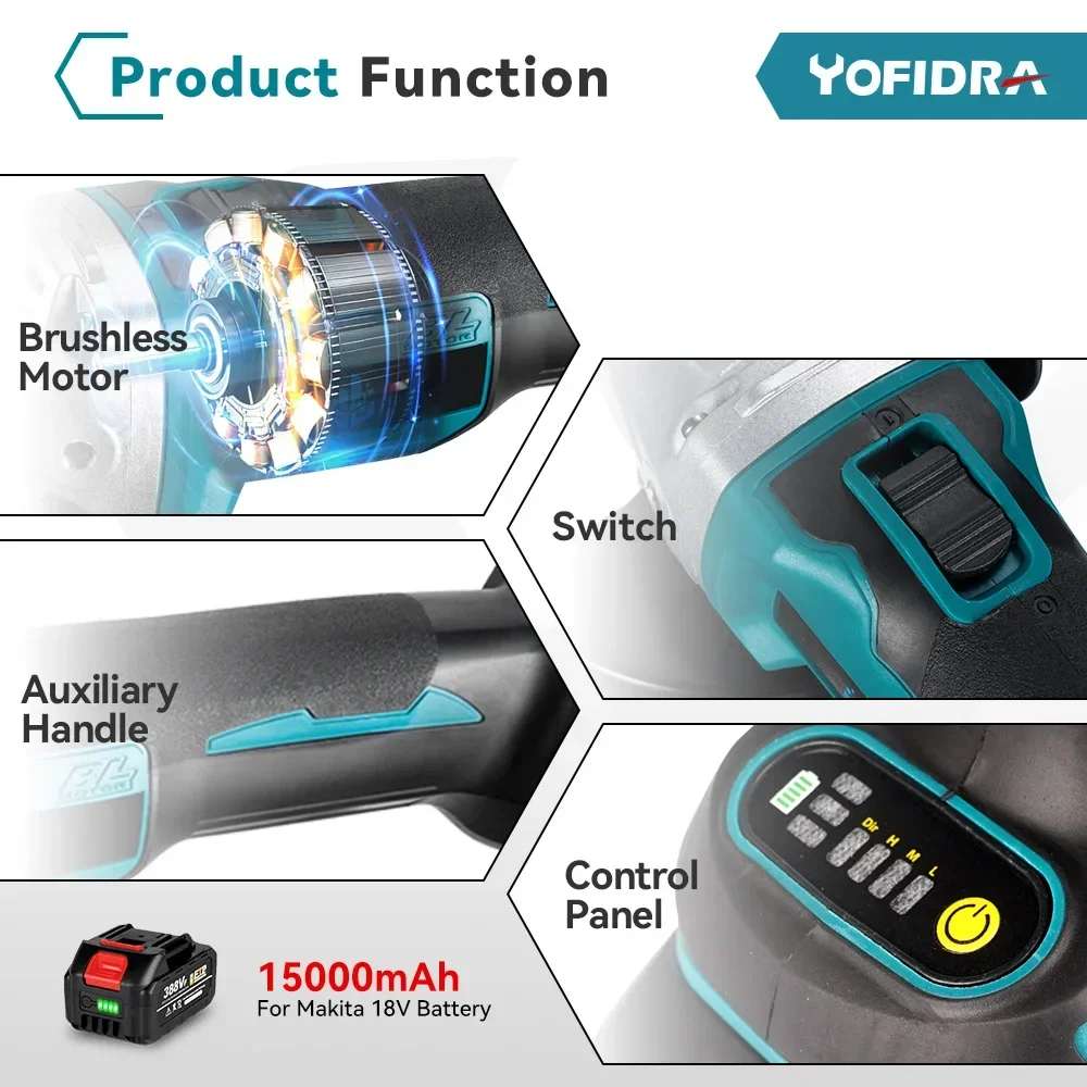 Yofidra 귯ø ޱ ,  ,    , ŰŸ 18V ͸, 4  , 125mm