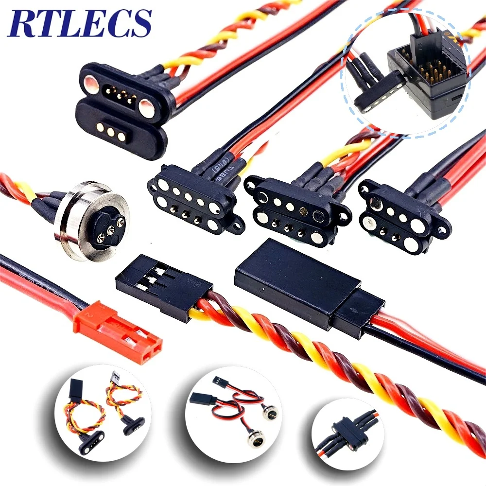 1/3/5 คู่แม่เหล็ก Servo Extenstion สาย Pogo Pin 2 3 ขาชายหญิง JR JST SYP 60 Core สายสําหรับ RC Moudel 1