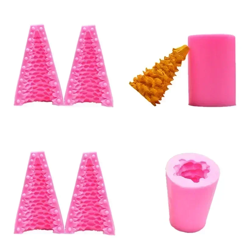3D Christmas Tree Cedar Silicone Mold DIY Aromatherapy Candle Gypsum Decoration Christmas Tree Mold Cake Tree Decor Baking Mold