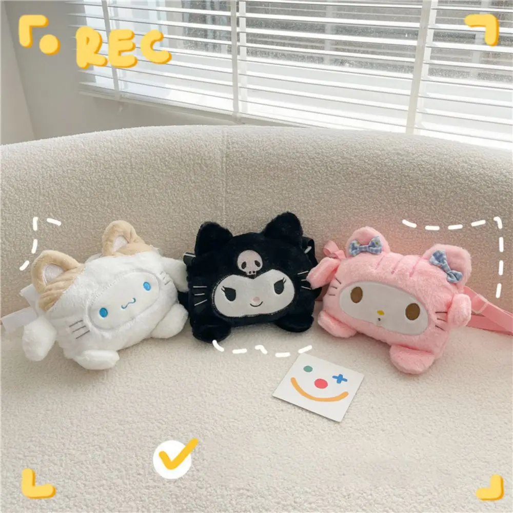 

Cartoon Sanrio Plush Bag Anime Melody Kuromi Cinnamoroll Doll Plush Shoulder Bags Keys Coin Purse Kids Girl Christmas Gifts
