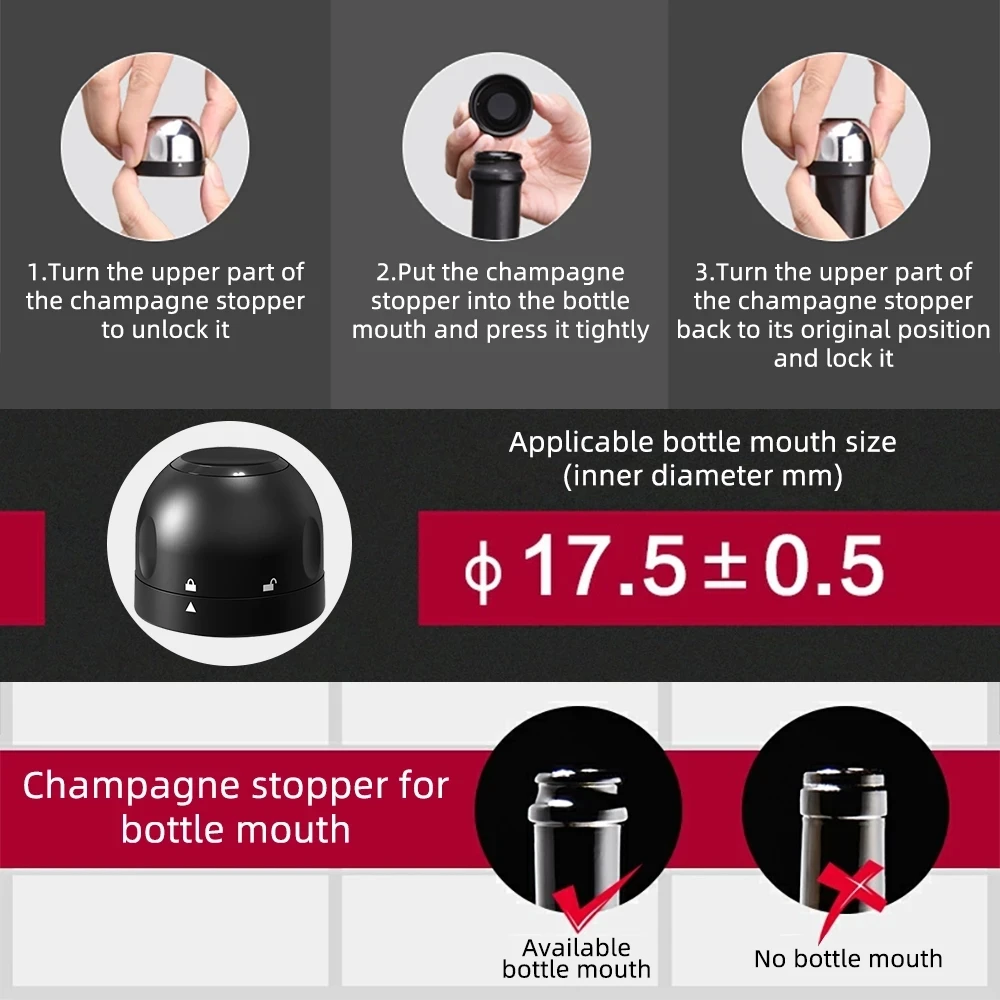 Wine Bottle Stopper Xiaomi Vacuum Reusable Red Wine Corks Champagne Bottle Sealer Cap Set Leak-proof Fresh Keeper for Wine Plug Bar Tool wine bottle stopper