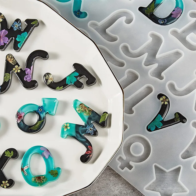Alphabet Epoxy Resin Mold Kit Mixed Style Silicone Letters Casting Molds Set for DIY Keychain Pendant Jewelry Making Accessories