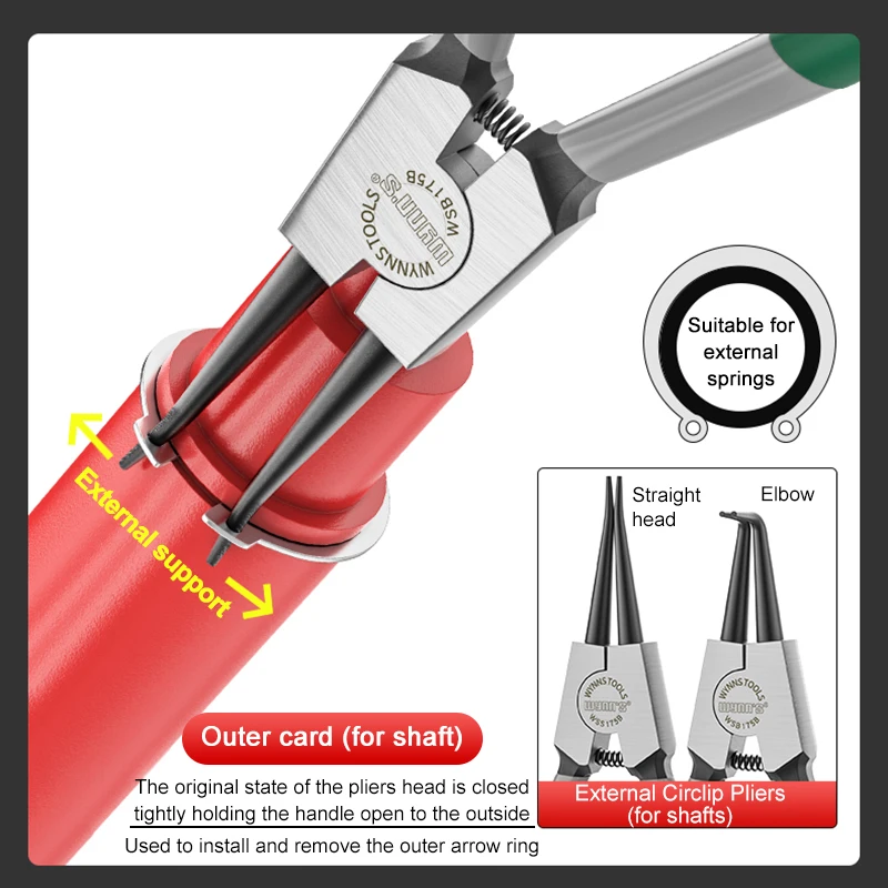 Circlip pliers WYNN'S 5/7/9/13 inch Snap ring pliers set Lock ring circlip pliers For removing installing Puller locking rings Shafts Hand tool