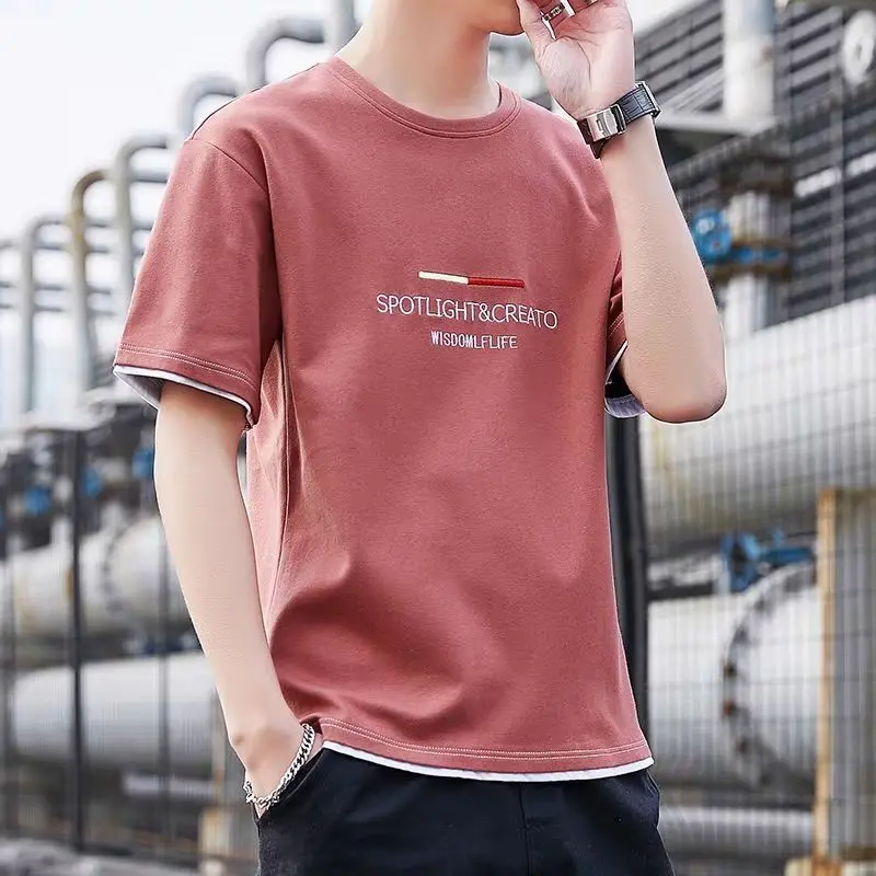 thumbnail image 1 of Camiseta de hombre con letras del alfabeto, 100 % algodón, camisetas azules de gran tamaño para hombre, camisetas Trendyol, ropa elegante de moda barata y vintage XL, 1 of 5