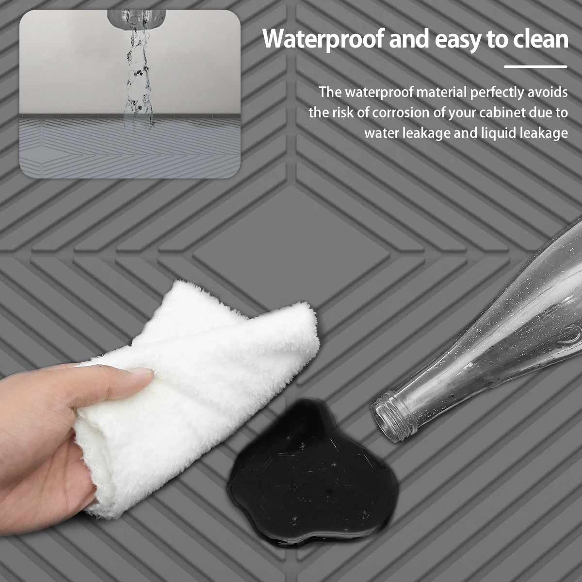 Under Sink Mat Waterproof Kitchen Cabinet Tray Silicone Under Sink Liner  With Drain Hole Flexible Kitchen Sink Cabinet Mat - Mats & Pads - AliExpress