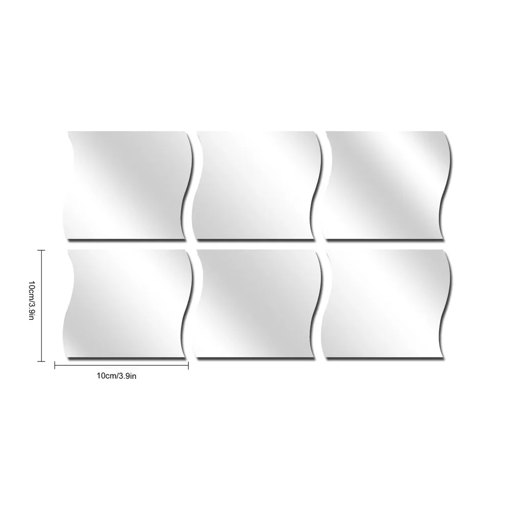 10 Pieces of Wave Combination Mirror Three-dimensional Wall Sticker 3D Mirror Mural Modern Artist Living Room Bedroom Decoration wall sticker mirror wall sticker