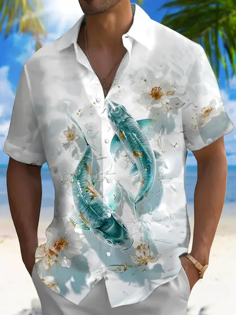 Nouveau Hawaii printemps/été mode loisirs rue marche touristique plage imprimé complet ouvert manches courtes bouton chemise, XS-5XL 1