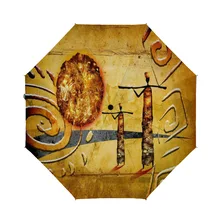 

Compact Umbrella Africa Retro Vintage Style Unique Auto Open Close Travel Sun Golf Folding Umbrellas For Women Men Kids Girls Wi