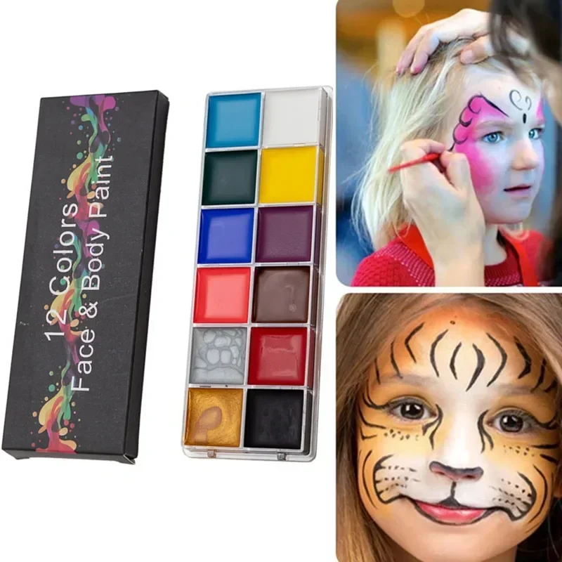 

Face Body 12 Colors Oil Painting Paint Pigment Non Toxic Safe Kids Flash Tattoo Painting Art Halloween Cosplay Party