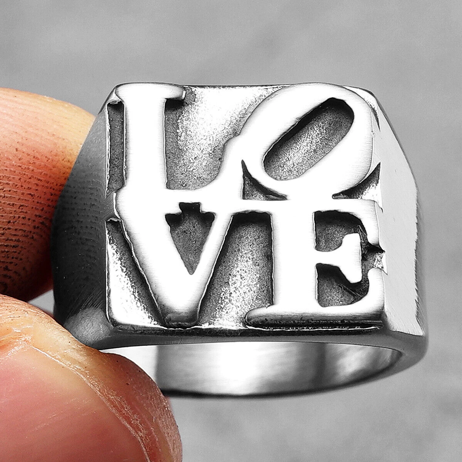 Stainless steel rings for couples, fashionable punk jewelry, cool goth rock accessories