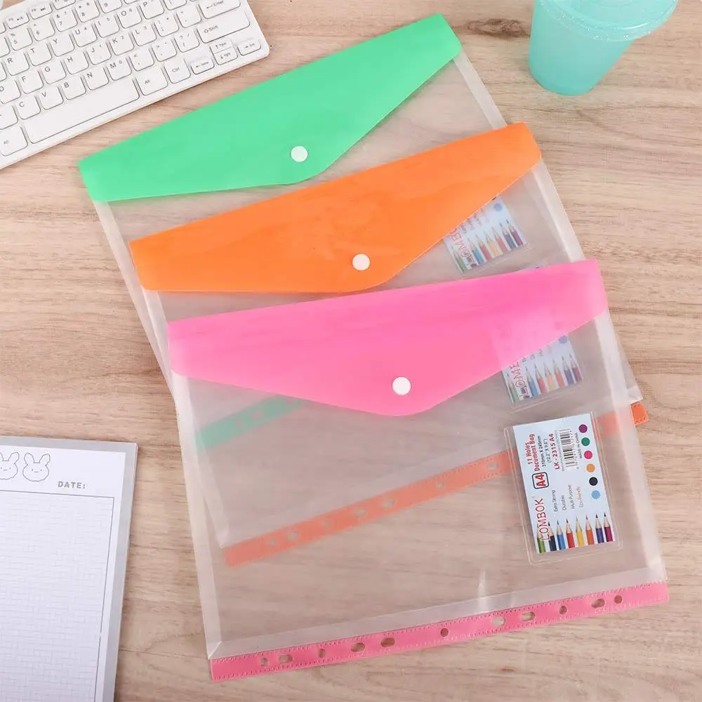 With Snap Closure Zipper bag Office Transparent A4 File Folders Document Bag Document Organizer Test Paper Holder