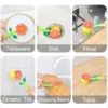 1PC Flower Shape Plastic Cleaning Brush with Holder Handle Pot Washing Brush Kitchen Washing Brush Household Pot Washing Brush 4