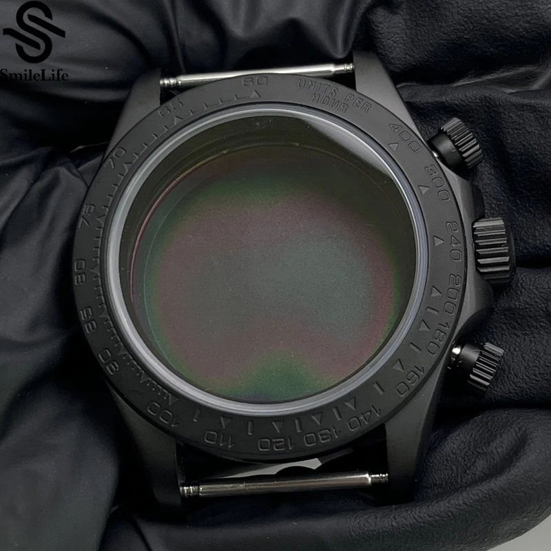 Enhanced All Matte Black Watch Case with Sapphire Glass & Ceramic Bezel
