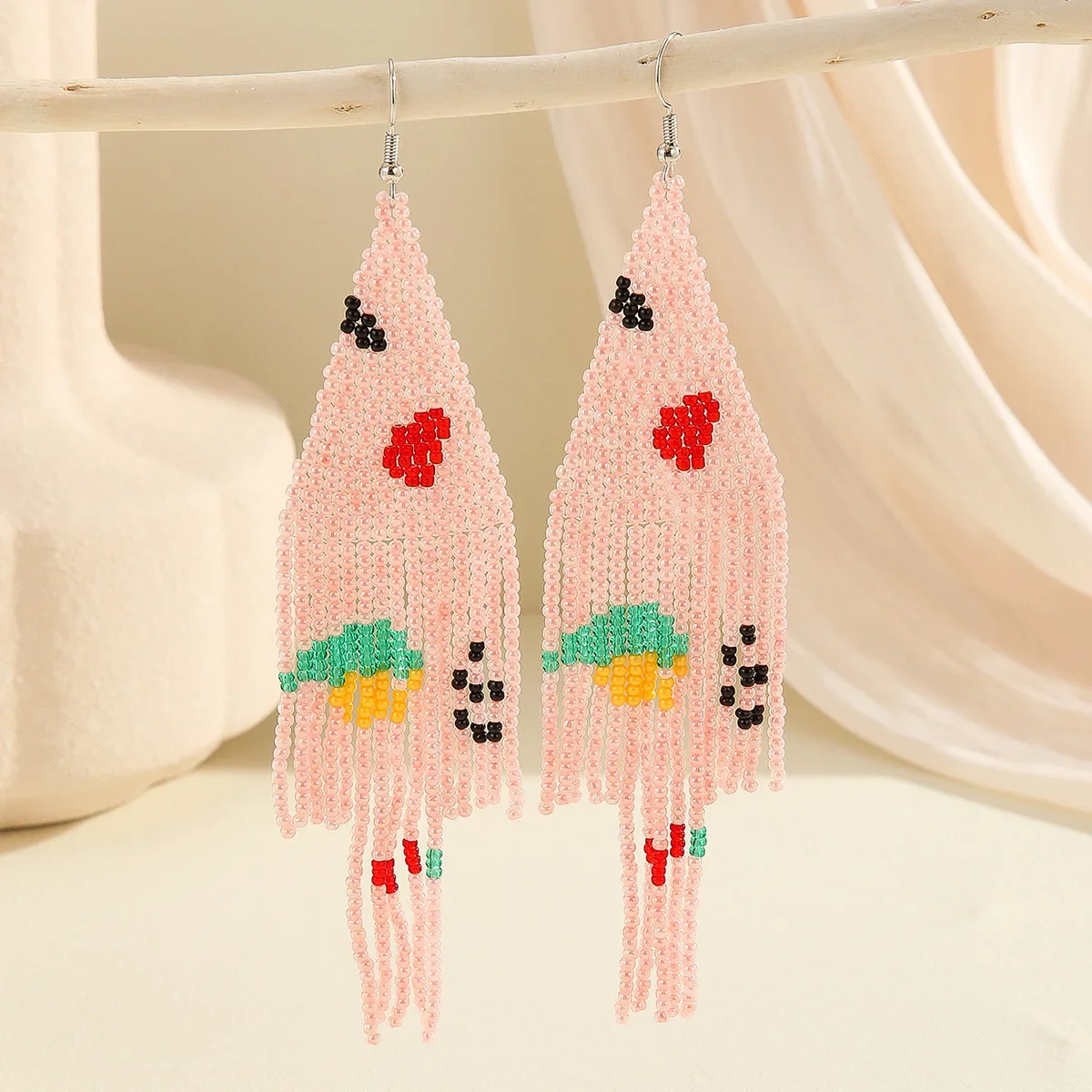 

Rice bead earrings Tassel Fashion Originality Hand knitting Alloy Design Bohemia Milk stripe Simple Beaded earrings