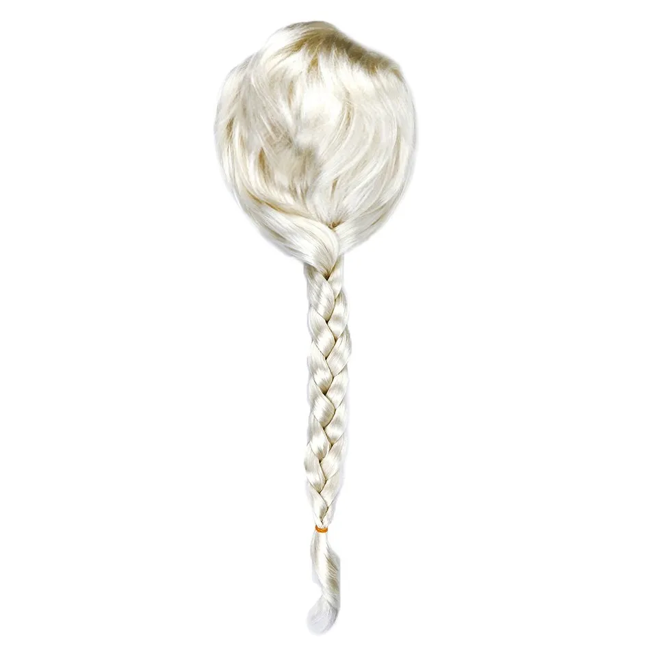 Girls Elsa Wig Kids Cosplay Snow Queen 2 Elza Anna Braid Hair Children Carnival Halloween Birthday Princess Party Accessories 2