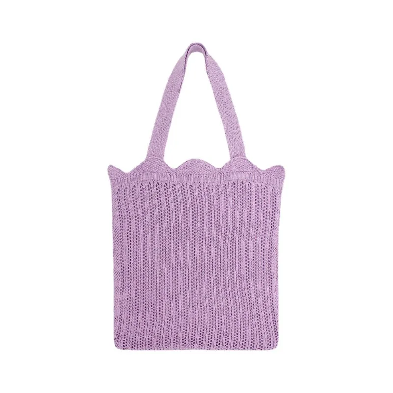 2023 New Knitted Shoulder Bag Square Solid Color Large Capacity Retro Simple Hollow Design Women's Handbags Trend All-match