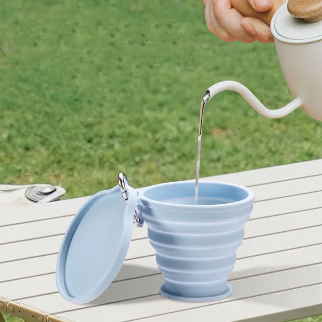 ​​Collapsible Silicone Cup - Portable Foldable Travel Mug for Camping Hiking, BPA-Free Leakproof Water Bottle with Lid 3