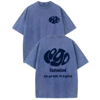 Personnalisez votre LOGO Hip Hop Streetwear hommes 100% coton T-shirts surdimensionné haut délavé t-shirt unisexe été rétro marque personnalisée 5