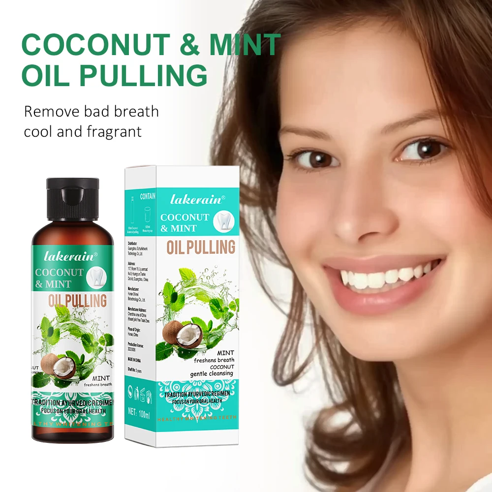 

60/100/200/250ml Coconut Mint Oil Pulling Mouthwash Alcohol-free Teeth Whitening Fresh Oral Breath Tongue Scraper Set New