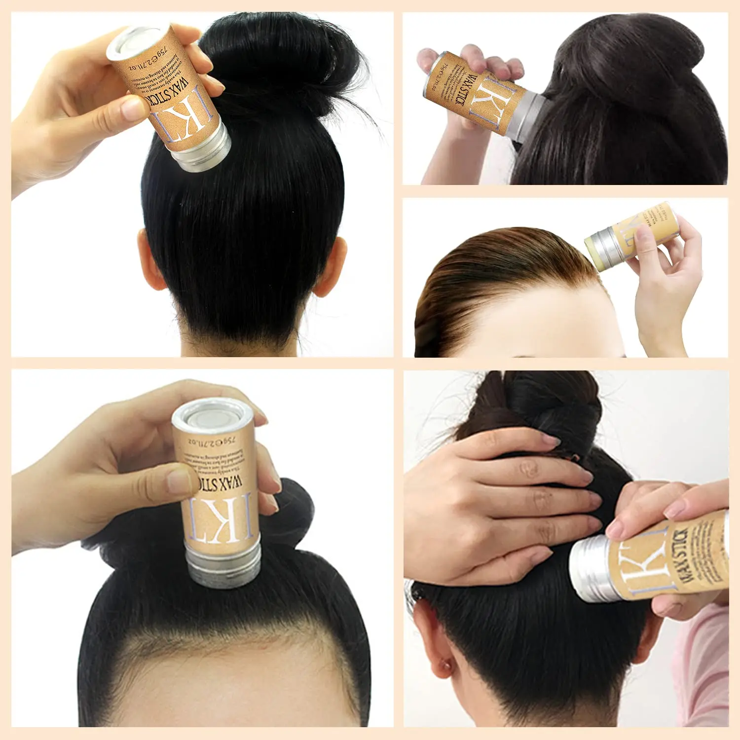 Women Hair Wax Stick Set with Slick Back Brushes Gel Pomade for Kids Little Girls Toddler Flyaway Hair Wig Styling Accessories 3