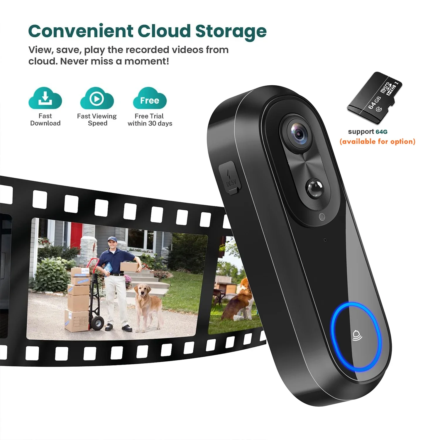 투야 스마트 홈 무선 인터콤 카메라 문짝 벨, 보안 보호, IP65 방수, 5G 2.4G 와이파이 비디오 초인종, 1080P