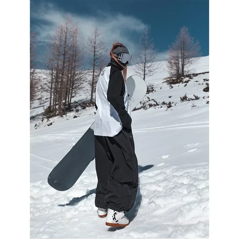 Men's Women's Single Board Ski Pants Waterproof Loose Fit Track Pants Wear Resistant Professional Double Board  Snowboard Pants 5