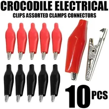 

10 Pcs PVC Insulated Crocodile Clips Electrical Battery Connectors 5A Alligator Clamps For Electrical Multimeter Test Leads