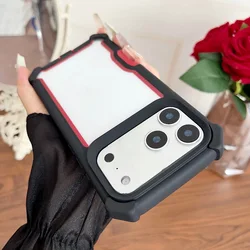 Space Dustproof Four - Corner Anti - Drop Rugged Phone Case - Clear Protective Cover - iPhone 14 Pro (Red black)
