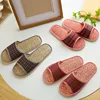 Summer Eva Soft Sole Linen Indoor Slippers For Men Women Simple Non-slip Wooden Floor Slides Comfort Plaid Home Slipper Shoes 4
