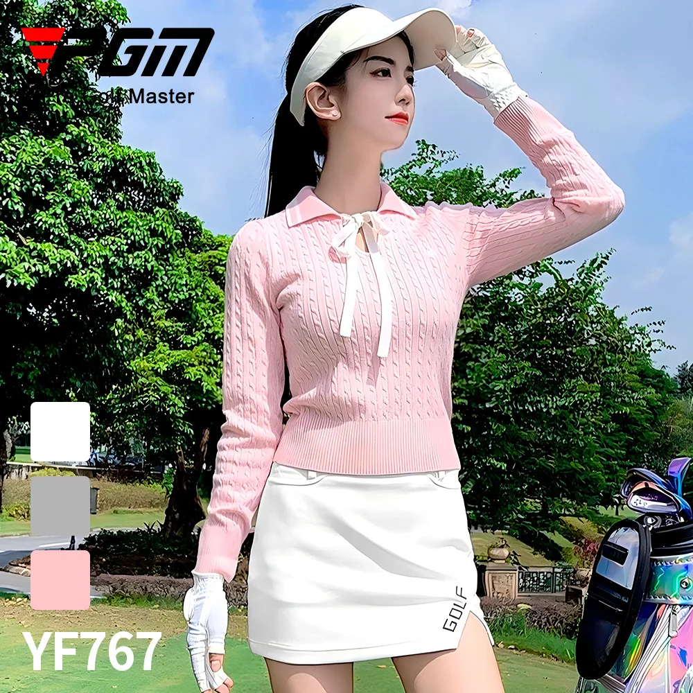 PGM Golf Sweaters Women Autumn Knitted Tops Soft Basic Long Sleeve Pullovers Comfortable, Warm, Fashionable Butterfly Ribbon Top