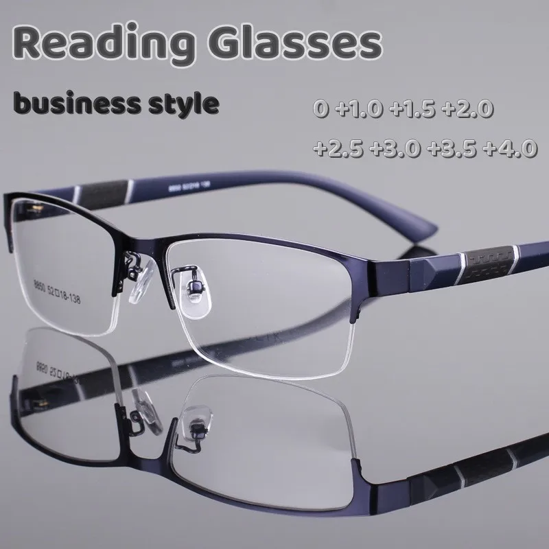 

TR90 HD Business Eyeglasses Classic Men Reading Glasses Anti-radiation Presbyopia Half Frame Eyewear Diopters 0 to +4.0