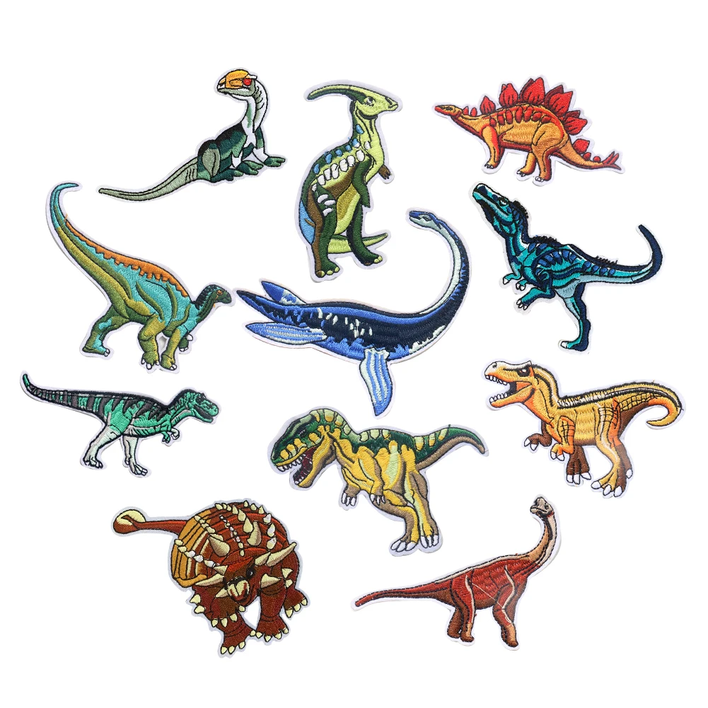 

2PC Various Dinosaur Tyrannosaurus Triceratops Iron on Embroidered Clothes Patch Clothing Applique Stickers DIY Sewing Wholesale