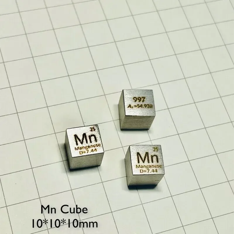thumbnail image 2 of Pure Manganese Metal Cube - 10mm, 99.97% Density Mn For Element Collection & Display 2 of 11