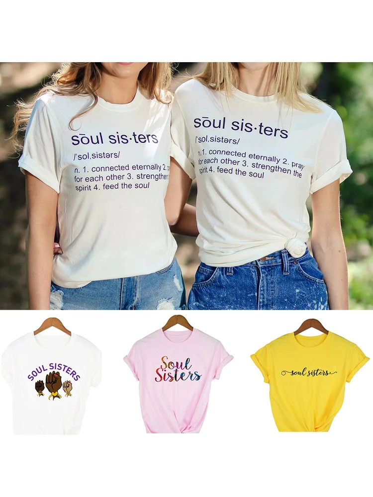 1 Soul Sisters Best Friends Women Tshirt 90s Bff Tee Summer Short Sleeve Outfits Ropa Mujer Female Clothing - T-shirts - AliExpress