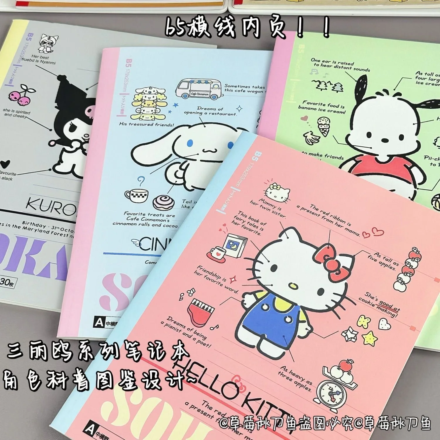 Sanrio Hello Kitty Notebook Melody Cinnamoroll Kuromi B5 Cartoon Kawaii Portable Notebook Diary Children Handbook Notepad Gift