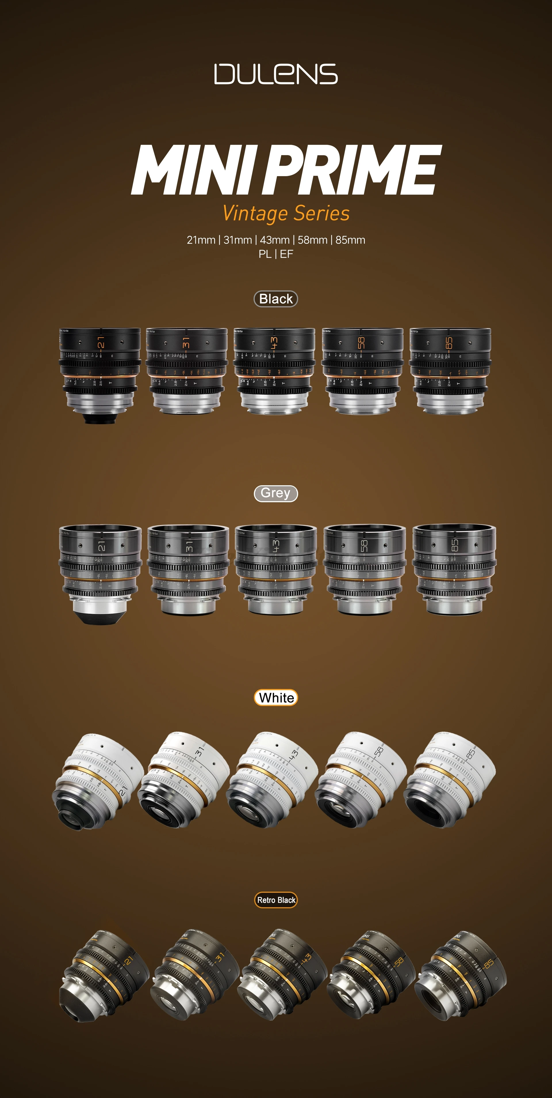 レンズ(単焦点) DULENS APO MINI PRIME 31/43/58/85 2.4 PL Dulens APO Mini Prime 31mm T2.4 Lens(PL Mount)magic black