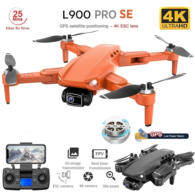 Профессиональный Квадрокоптер L900 Pro SE, 4K HD, Wi-Fi, FPV камера, с бесщеточным Мотором, РАДИОУПРАВЛЯЕМЫЕ Мини-Дроны для детей, игрушки