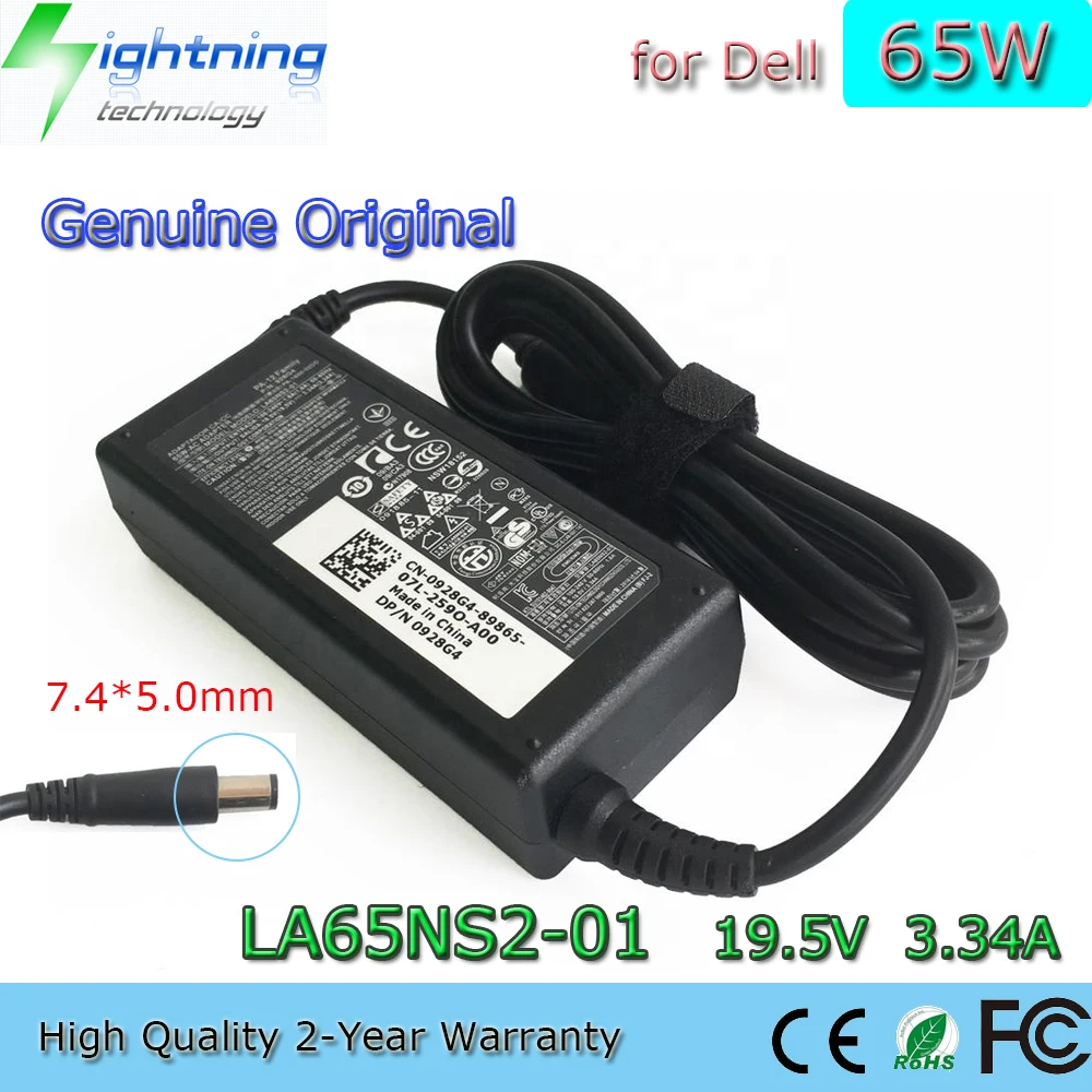 

New Genuine Original 65W 19.5V 3.34A PA-1650-02D2 Laptop AC Adapter for Dell Power Supply Latitude Inspiron LA65NS2-01 6TM1C