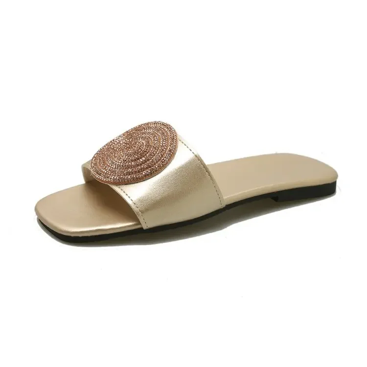 

Шлепанцы женские с открытым носком, пляжные сандалии на плоской подошве, роскошная модная Уличная обувь, сланцы, лето 2024