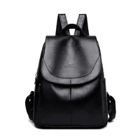 Women's Casual Soft Leather Backpack Large Capacity Travel Student Bag Fashionable Autumn New Style Double Shoulder Bag