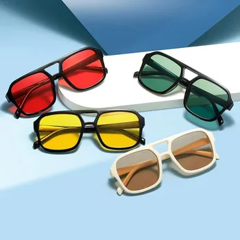 adult style, sunglasses, square Double new beam personalized Korean version, trendy sunglasses, high-end, UV resistant,