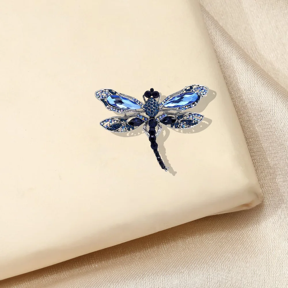 Diamond Dragonfly Brooch Universal Insect Alloy Corsage Pin for Clothes Backpack Scarf