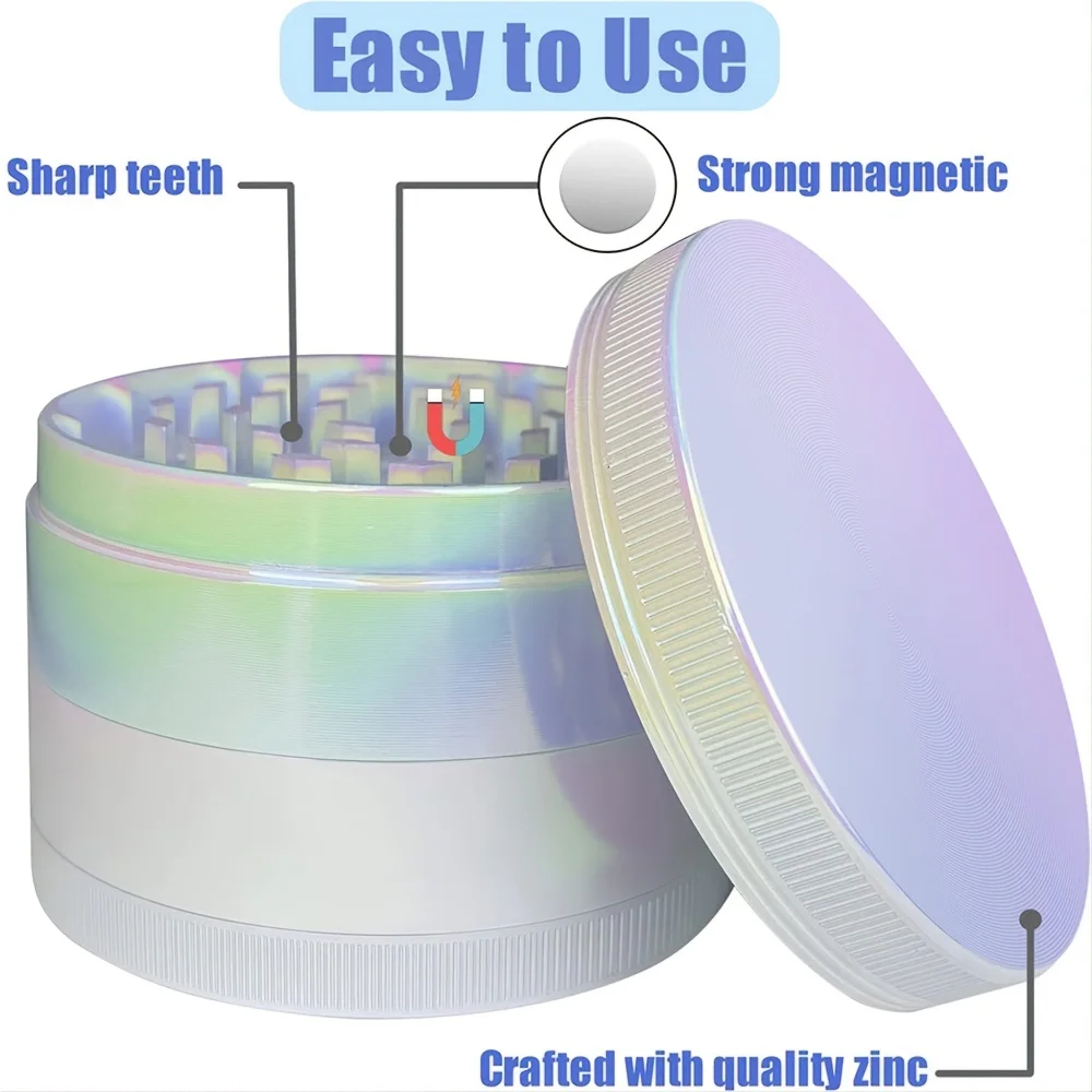 Herb Grinder 4-layer Zinc Alloy Iridescent Tobacco Grinder Spice Miller Durable Crusher Kitchen Tools Smoking Accessories