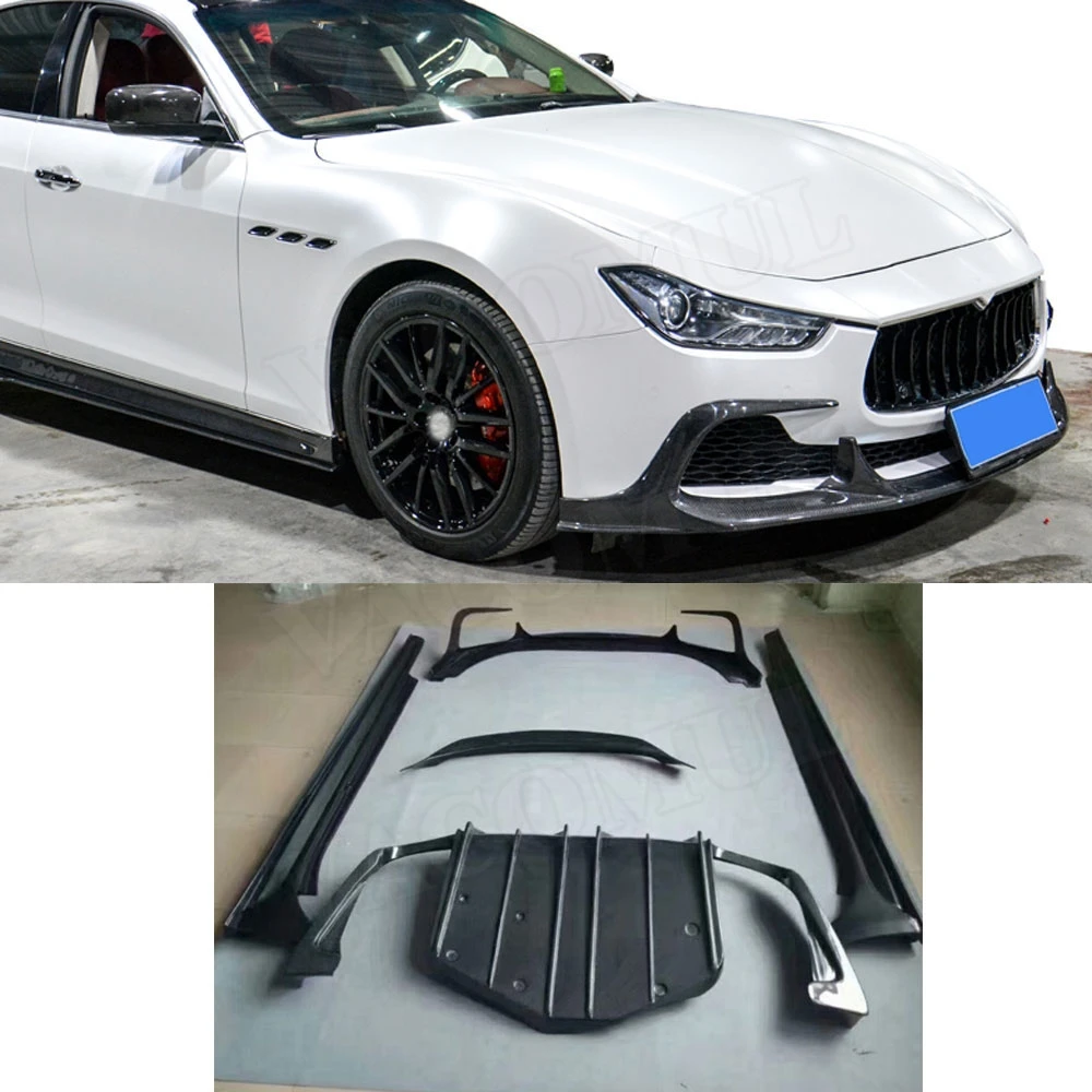 

Front Rear Lip Diffuser Spoiler Bumper Guard Side Skirts Engine Hood for Maserati Ghibli Q4 2014-2017 Carbon Fiber Body Kits