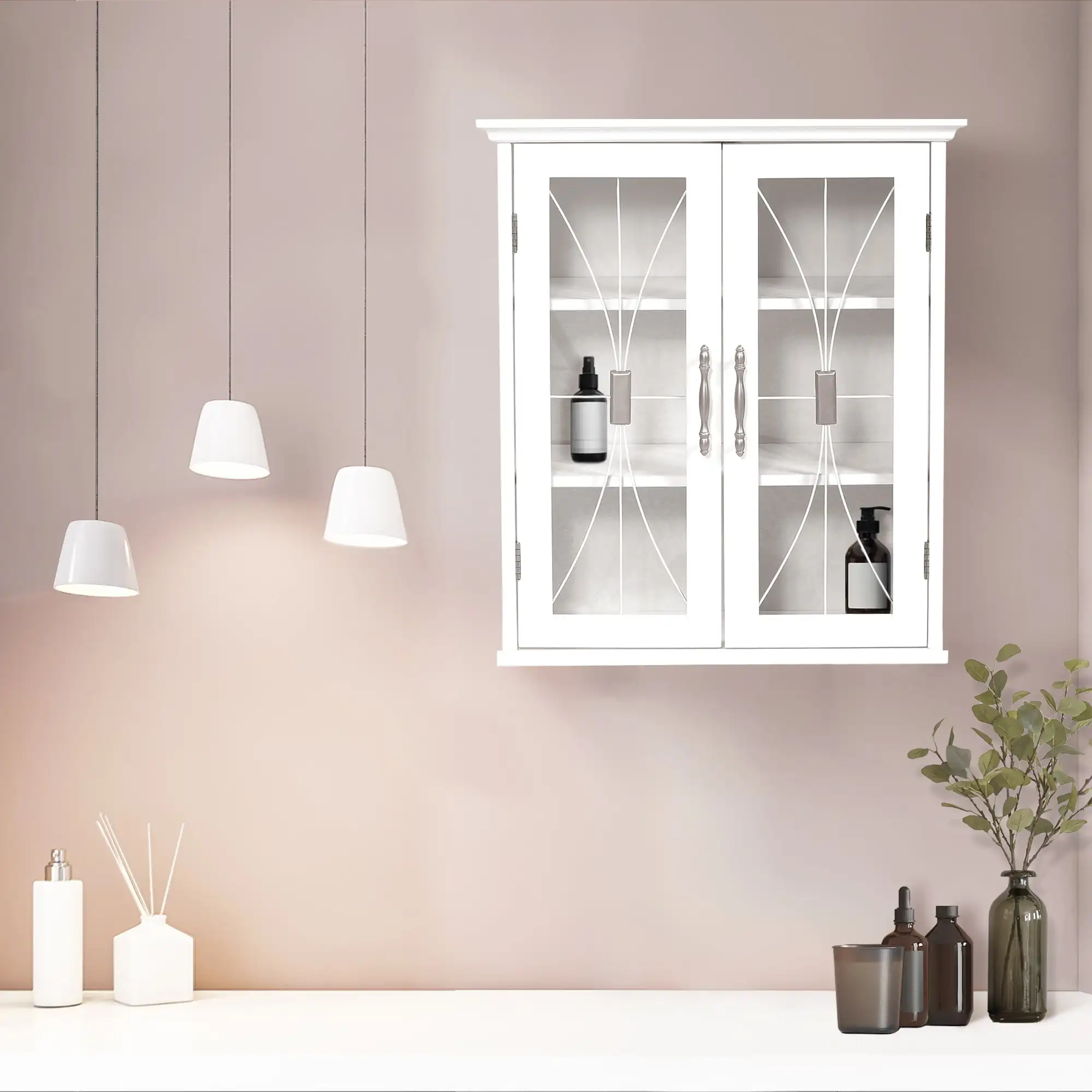 

Teamson Home Delaney, съемные фотообои с 2 дверями, белые muebles de напольные шкафы для гостиной